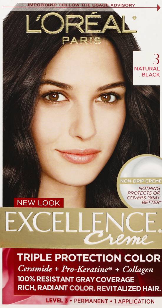 L'oréal Excellence Creme Natural Black 3 Permanent Haircolor