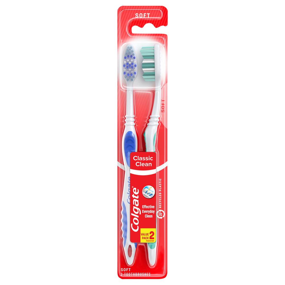 Colgate Classic Clean Soft Toothbrushes (2 ct)