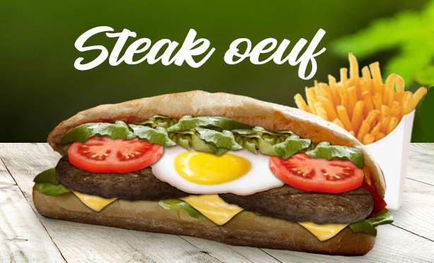 Sandwich  2 steak 45gr & oeuf  (seul)