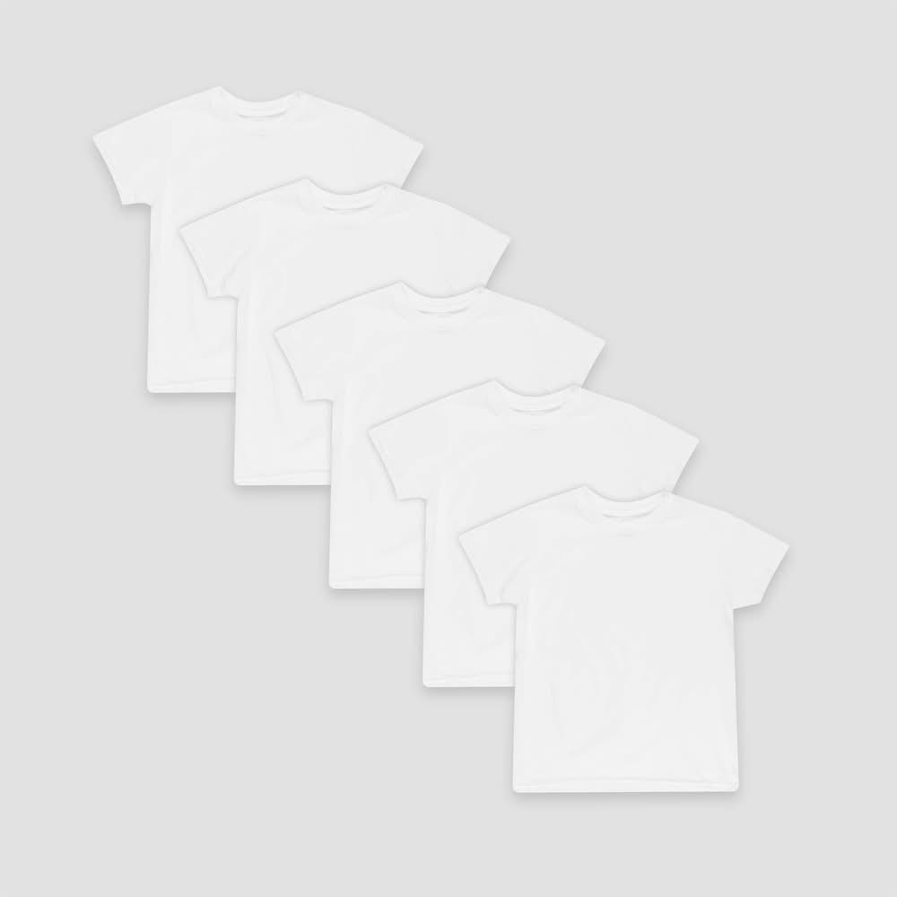 Hanes Boys Crew Neck T-Shirt, M, White (5 ct)