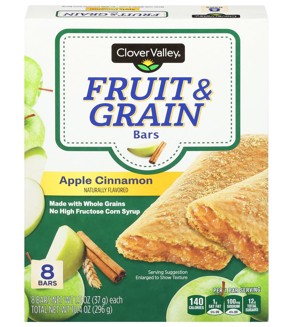 Clover Valley Fruit & Grain Bars, Apple Cinnamon (8 x 1.3 oz)