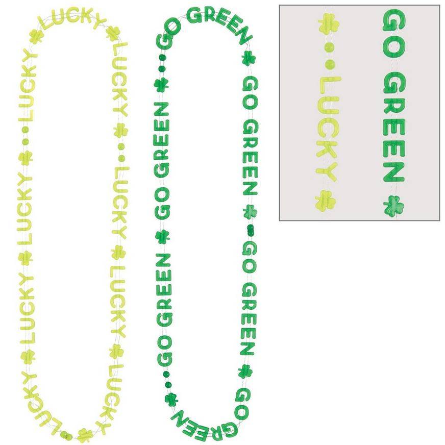 Glow-in-the-Dark St. Patrick's Day Bead Necklaces, 32in, 6ct