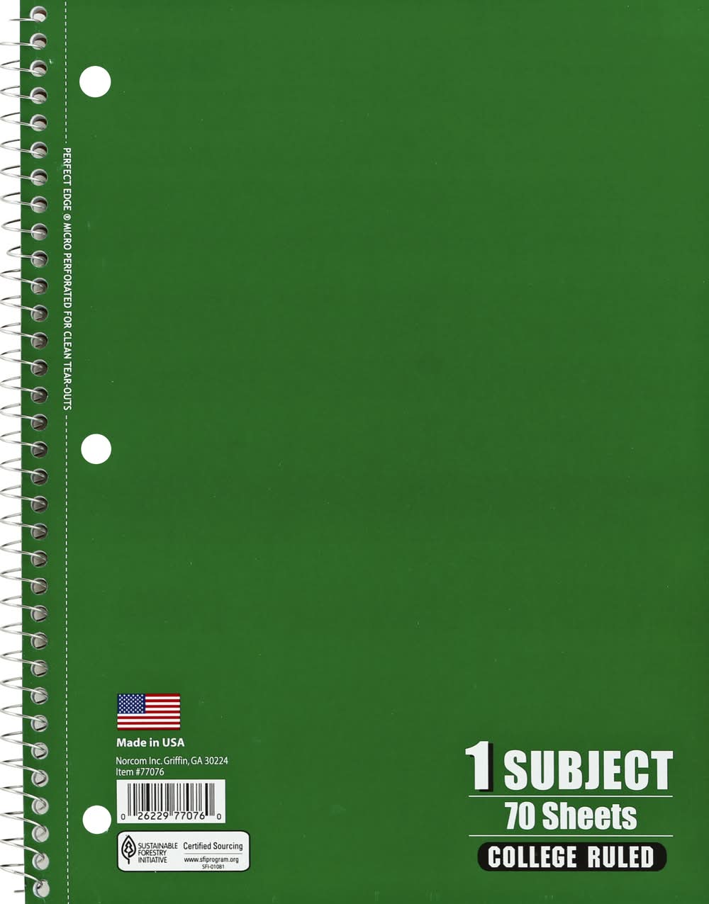 Norcom 1 Subject 70 Sheets College Ruled Notebook (8.9 oz)
