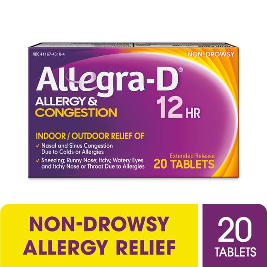 Allegra-D 12HR Allergy Relief & Decongestant - 20 ct