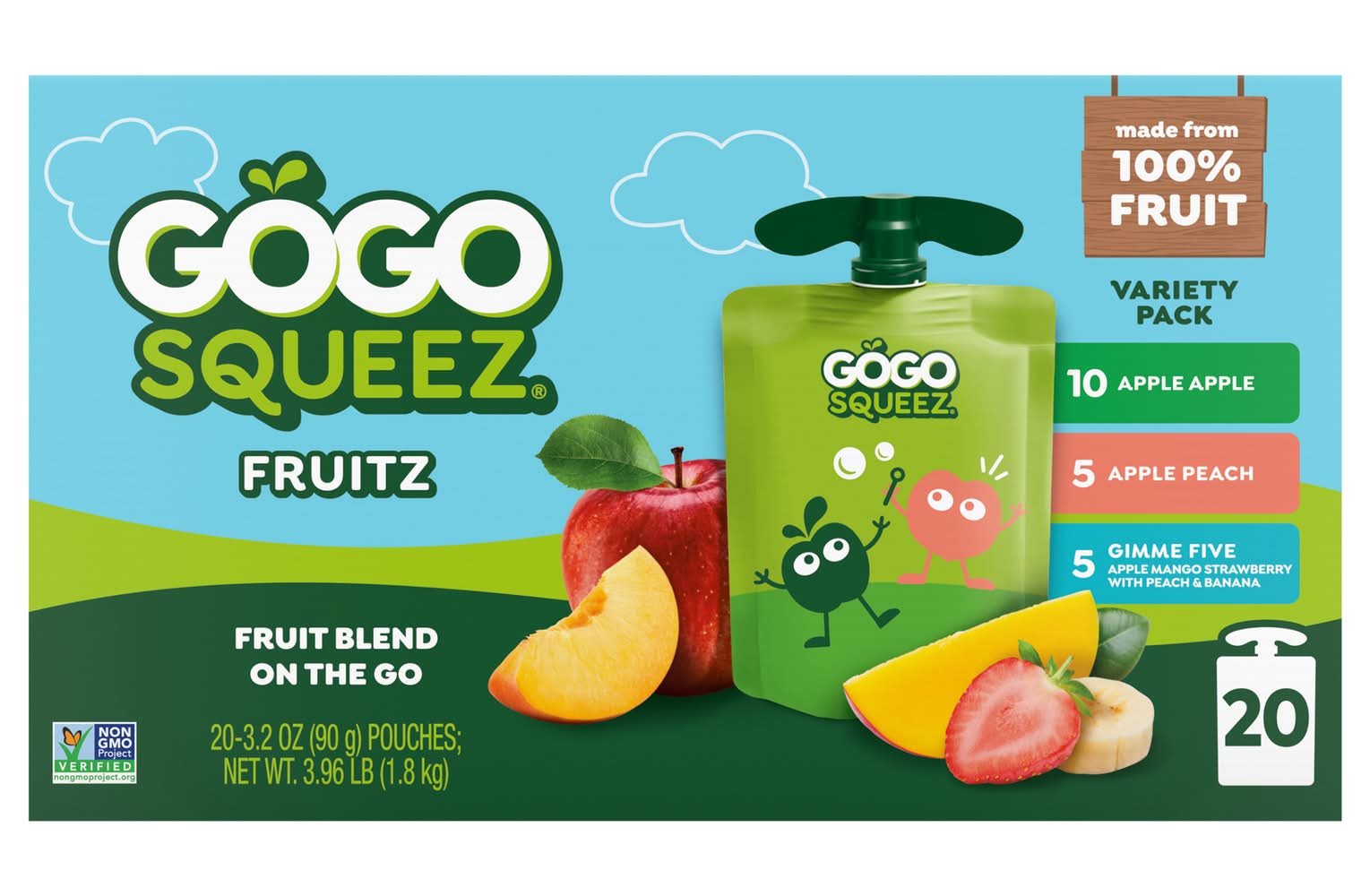 GoGo squeeZ Fruit on the Go Variety pack Applesauce (64 lbs, 20 ct)