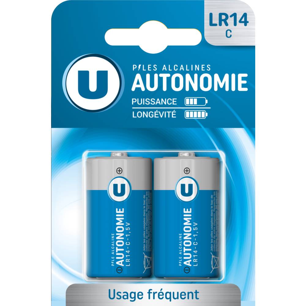 Les Produits U - U piles alcalines autonomie lr14-c (2 pièces)