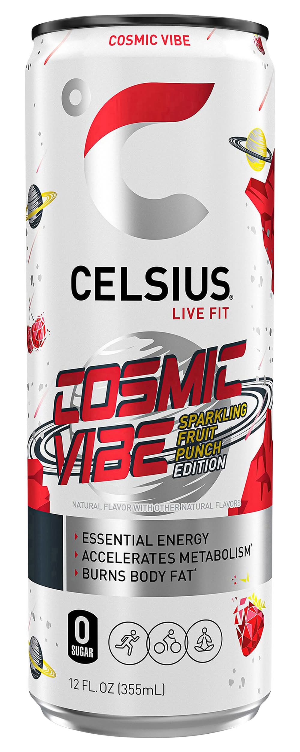 Celsius Live Fit Cosmic Vibe Energy Drink, Sparkling Fruit Punch (12 fl oz)