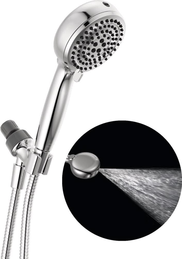 Delta ProClean 6.0 -Spray Chrome 4.5-in Round High Pressure Handheld Shower Head 2.5 GPM