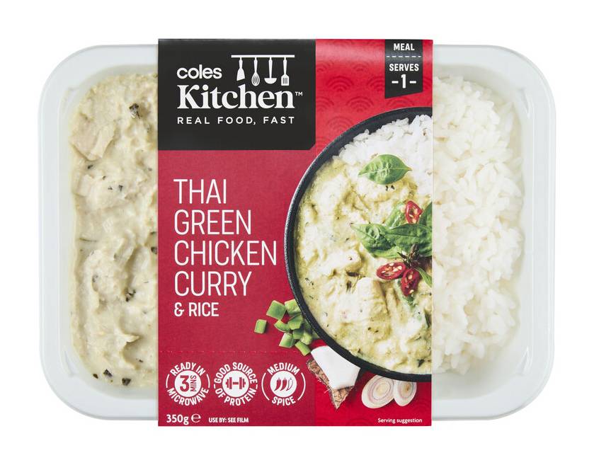Coles Kitchen Thai Green Chicken Curry & Rice (Assorted)