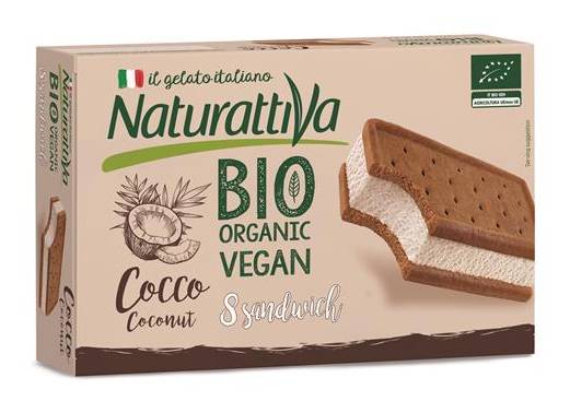Gelado sanduíche coco biológico