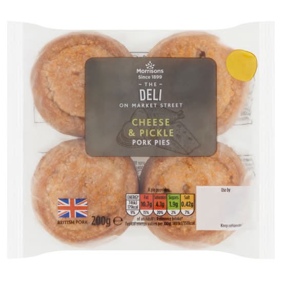 Morrisons The Deli on Market Street Cheese & Pickle Pork Pies (4 pack)