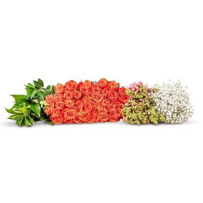 Colour Republic Build Your Own Bouquet - Fresh Cut Orange Rose/Pink Snapdragon/Gypsophila & Greens