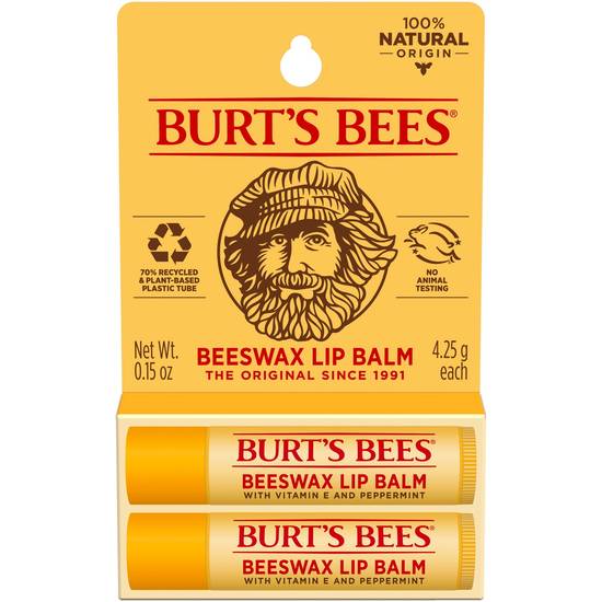 Burt's Bees Lip Balm, Beeswax 2/Pack