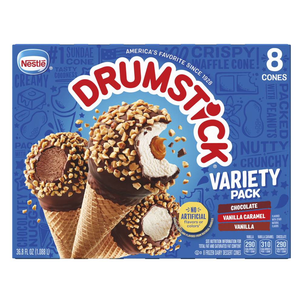 Nestlé Drumstick the Original Sundae Variety Ice Cream Cones (chocolate-vanilla caramel-vanilla)