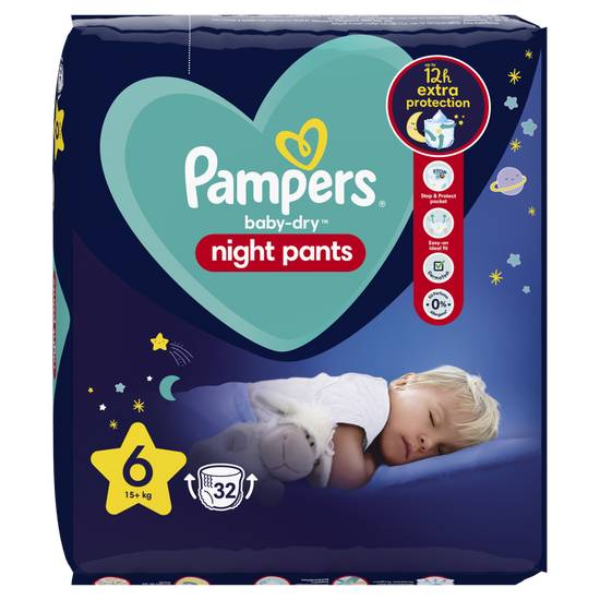 Pampers - Couches-culottes baby-dry night pants taille 6, 15kg+