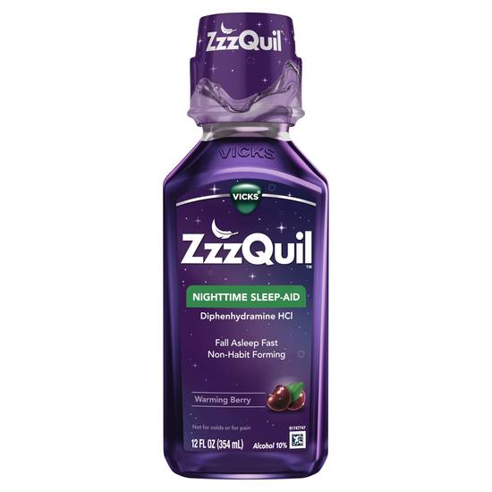 ZzzQuil Nighttime Sleep Aid Liquid, Warming Berry, 12 FL OZ