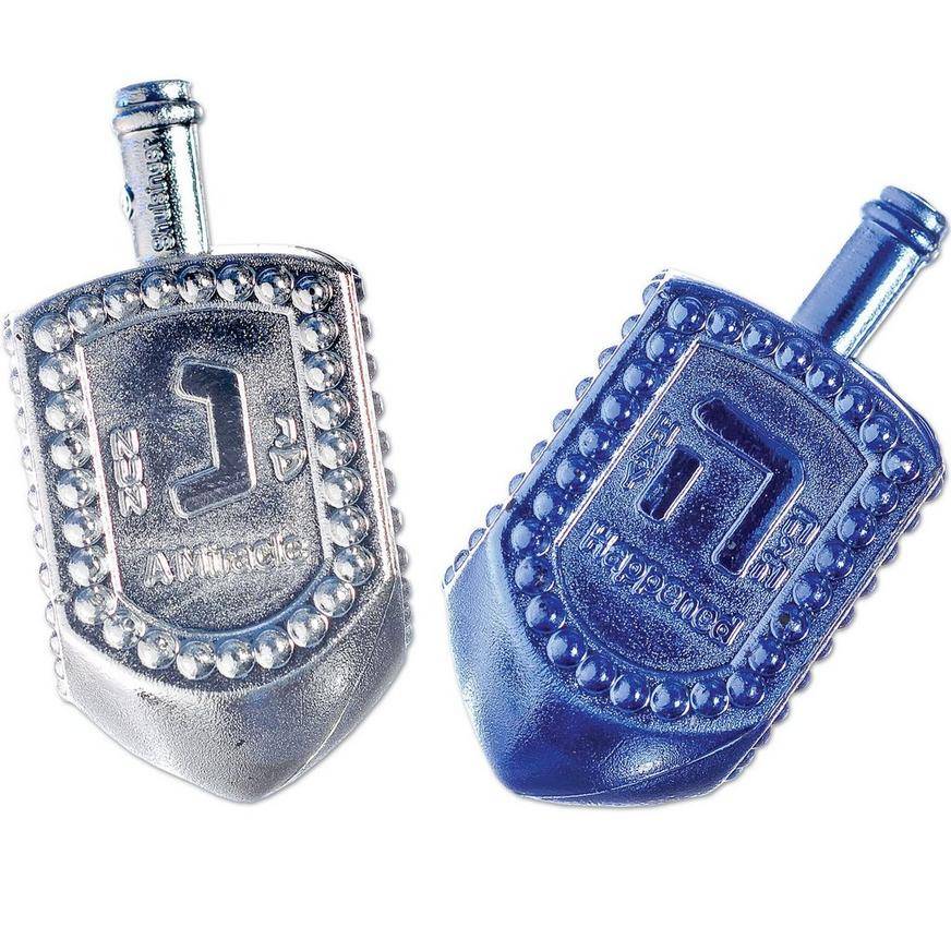 Blue & Silver Metallic Plastic Dreidel