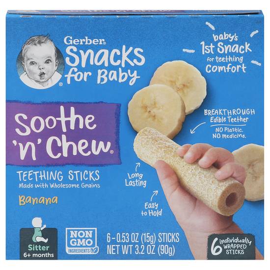 Teething Sticks Soothe N Chew Snacks For Baby Banana Teething Sticks (6 ct)
