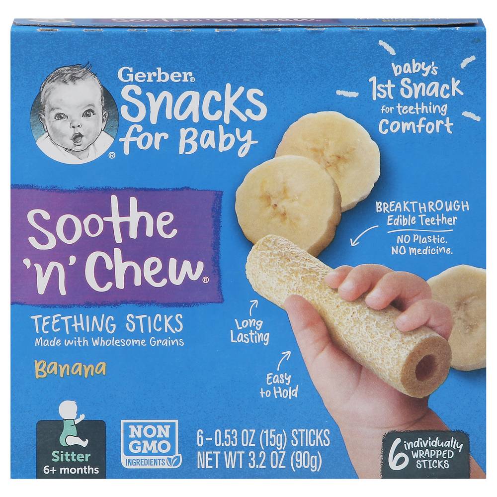 Teething Sticks Soothe N Chew Snacks For Baby Banana (3.2 oz)