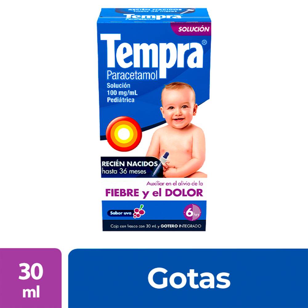 Tempra paracetamol pediátrico gotas 100 mg/ml (uva)