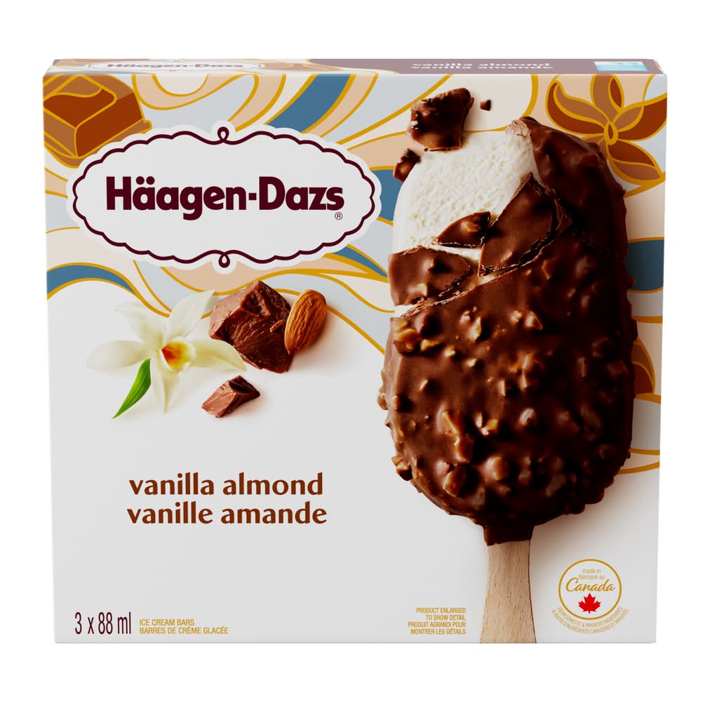 Häagen-Dazs Ice Cream Bars, Vanilla -Almond (3 x 88 ml)
