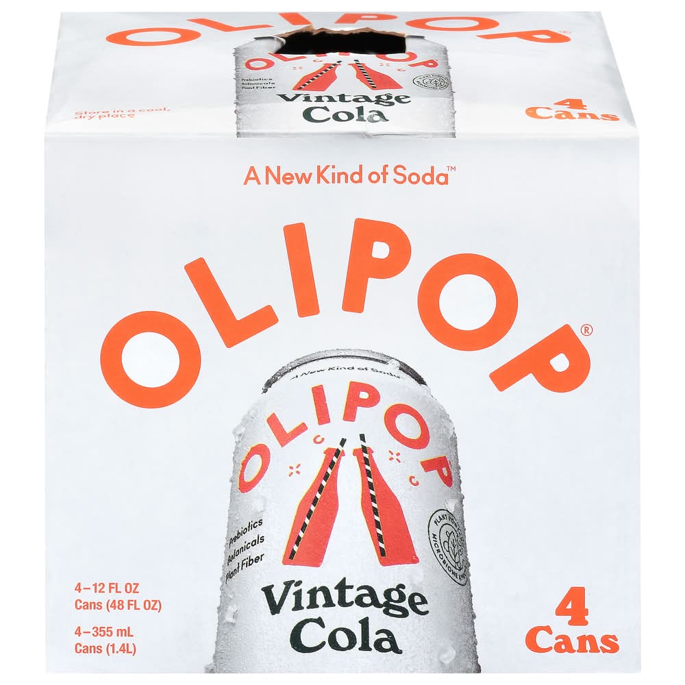 Olipop Soda, Vintage Cola (4 x 12 fl oz)
