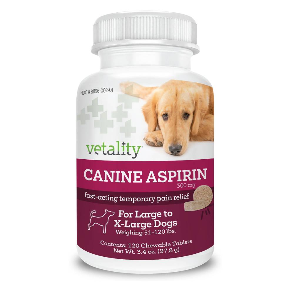 Vetality Canine Aspirin Pain Relief Chewable Tablets For Large To X-Large Dogs