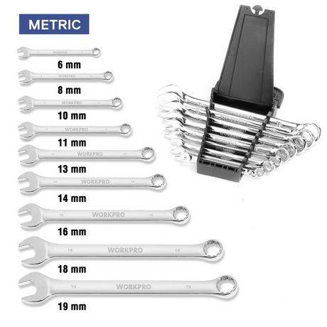 WORKPRO Metric Combination Wrench Set - (9 piece set)