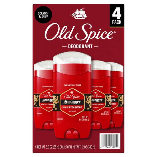 Old Spice Swagger Cedarwood Antiperspirant Deodorant (4 x 3 oz)