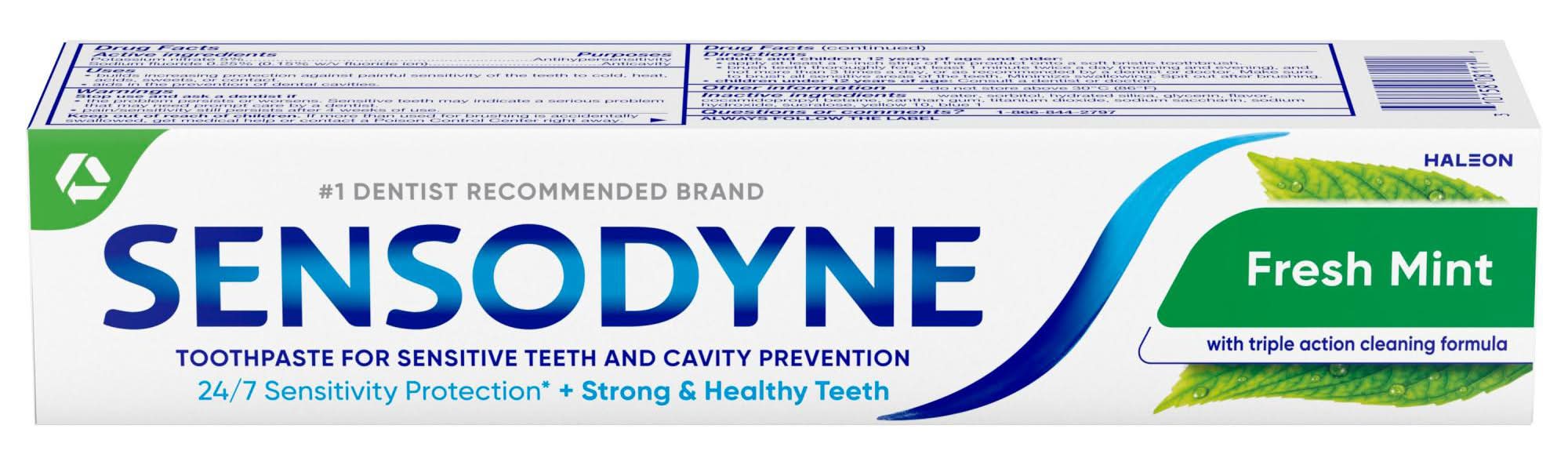 Sensodyne Sensitive Teeth & Cavity Prevention Toothpaste, Fresh Mint (4 oz)
