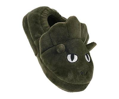 Capelli Toddler Dino Moccasin Slipper, Small, Dark Green