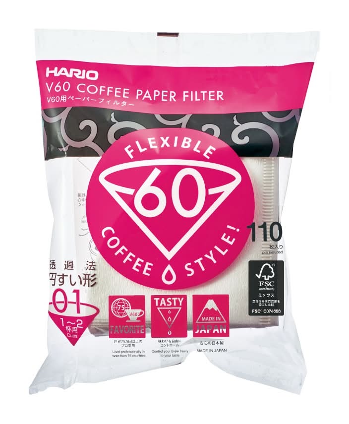 HARIO V60咖啡濾紙袋裝<1-2杯> <1PC個 x 1 x 1PC個>