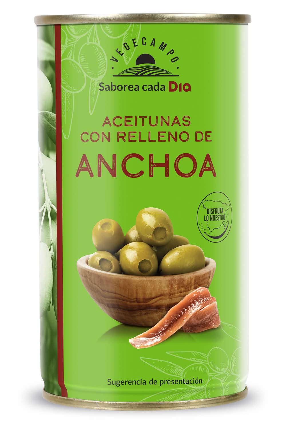 Aceitunas Rellenas De Anchoa Vegecampo De Dia Lata 150 G