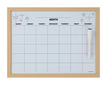 Wood Style Frame Dry Erase Calendar Light Wood