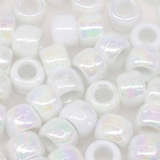 White Ab Pony Beads By Creatology, 6Mm X 9Mm