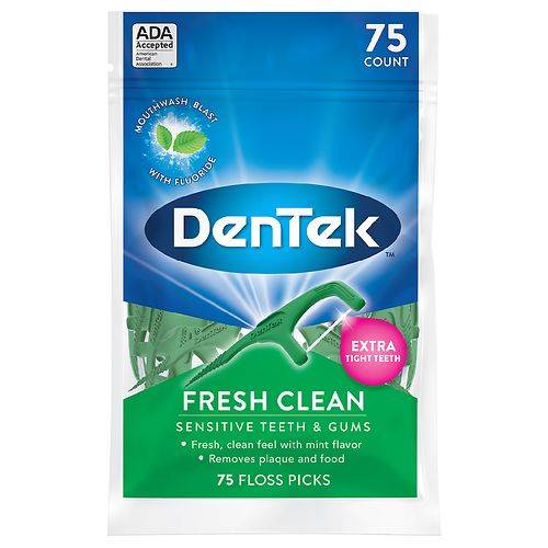 DenTek Fresh Clean Floss Picks Long Lasting Mint - 75.0 ea