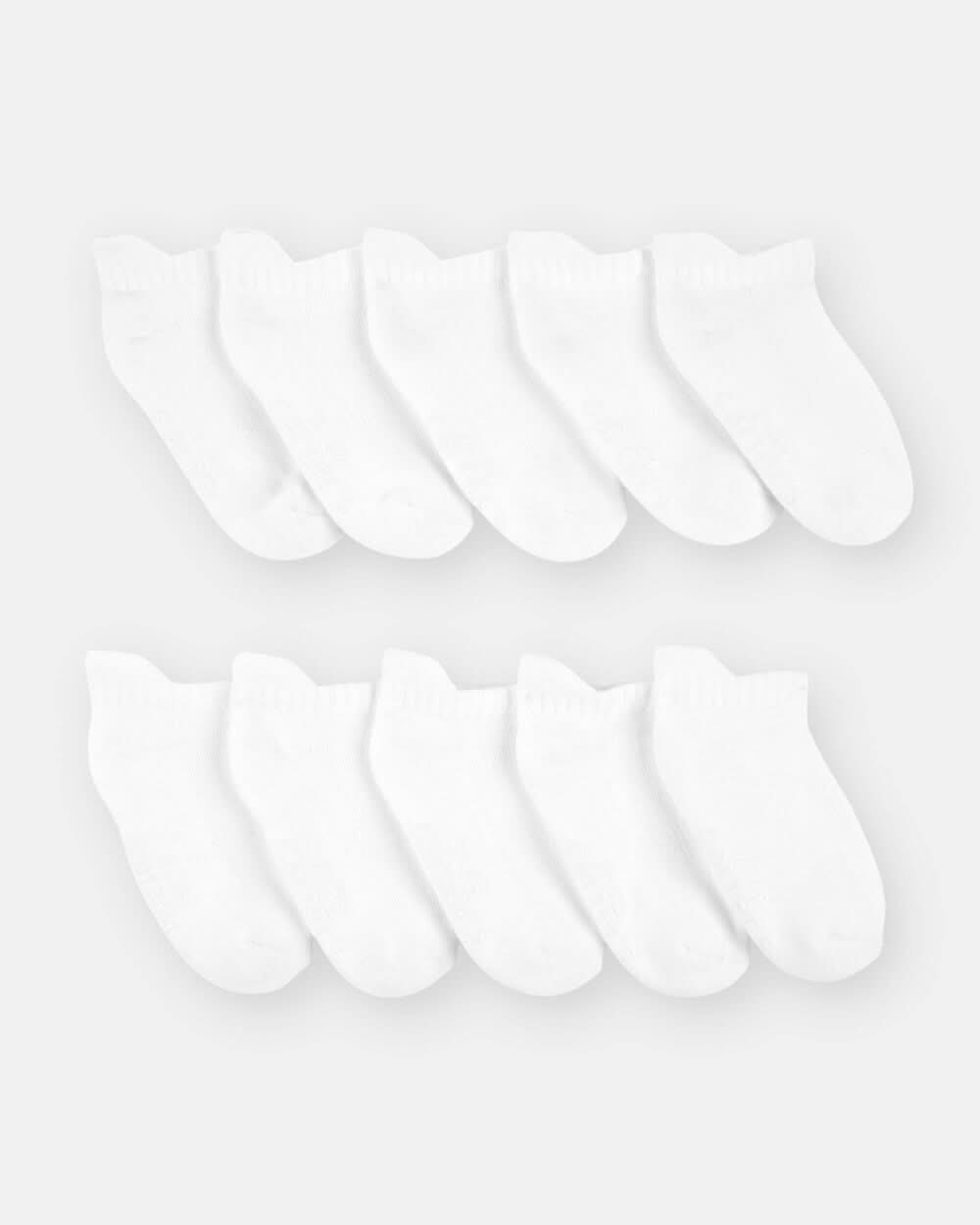 Toddler 10-Pack No Show Socks - White - 2T-4T