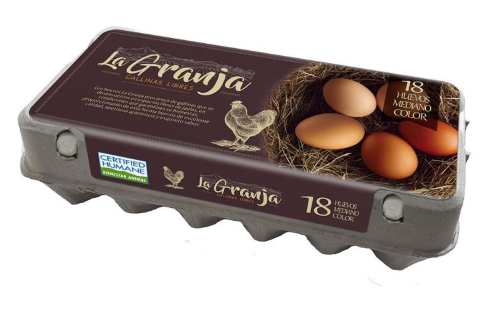 La Granja · Huevos de gallinas libres color - Mediano (18 un)