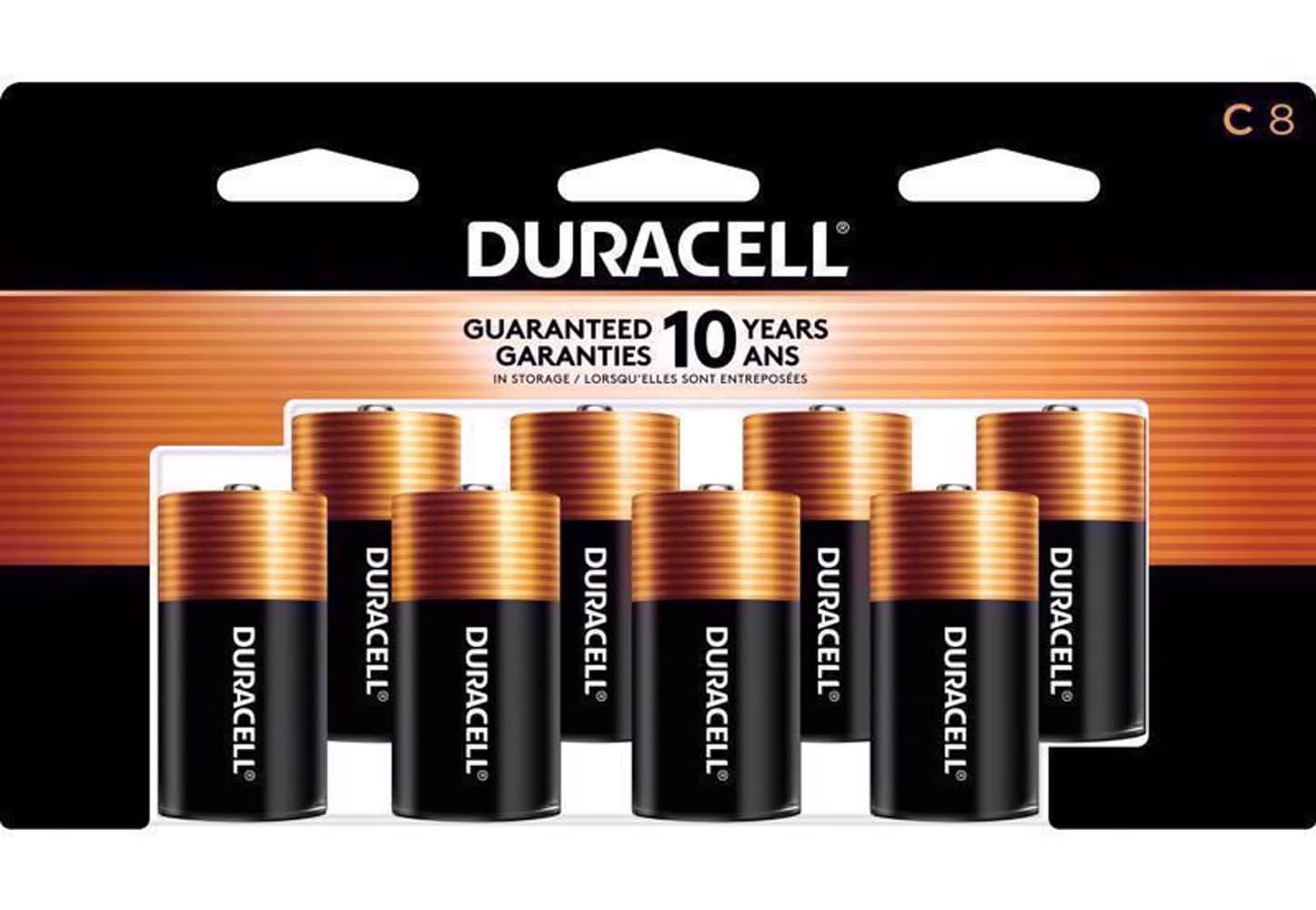 Duracell Coppertop C Alkaline Batteries 8 Pk Carded