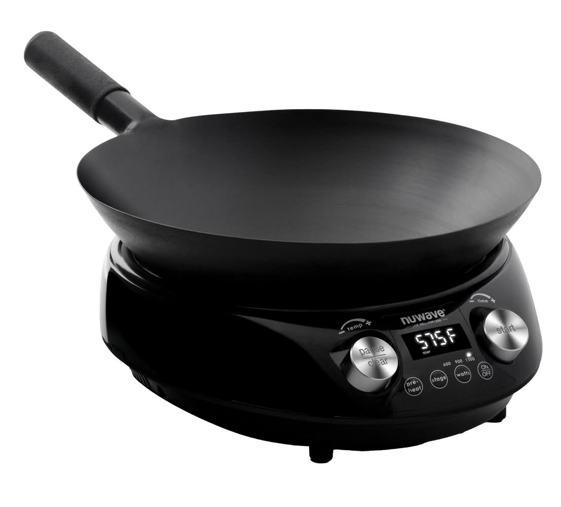Nuwave Induction Hot Wok With Glass Lid & Stand 4 Qt, 14 in, Black