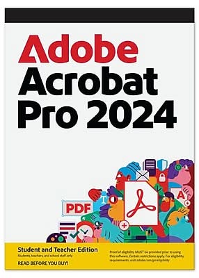 Adobe Acrobat Pro 2024 Student and Teacher Edition for 1 User, Windows and macOS, Download (30006784)