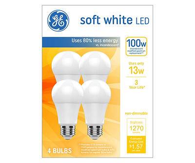 General Electric 100 Watt Equivalent Soft White A19 Led Light Bulbs (4 ct)