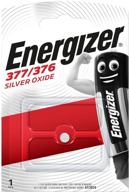 Pile bouton à l’oxyde d’argent energizer 377/376, pack de 1