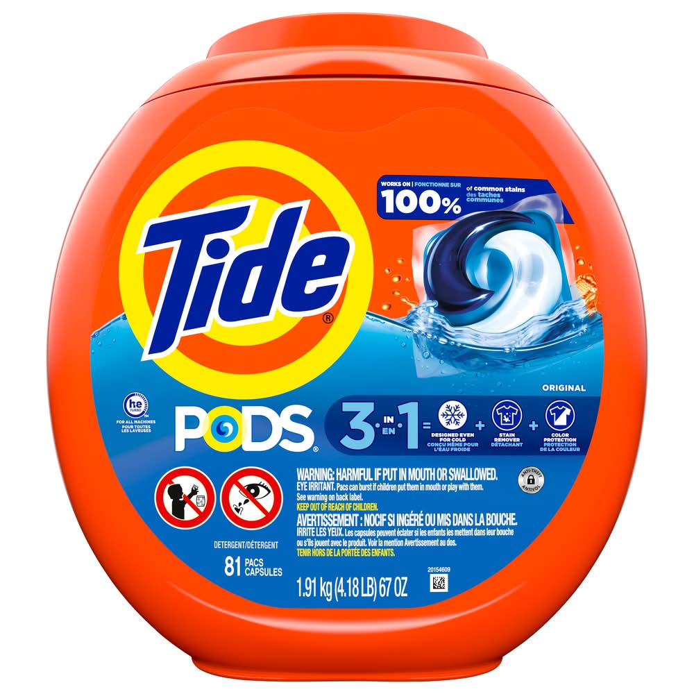 Tide Pods 3-in-1 Detergent Capsules (67 oz, 81 ct)