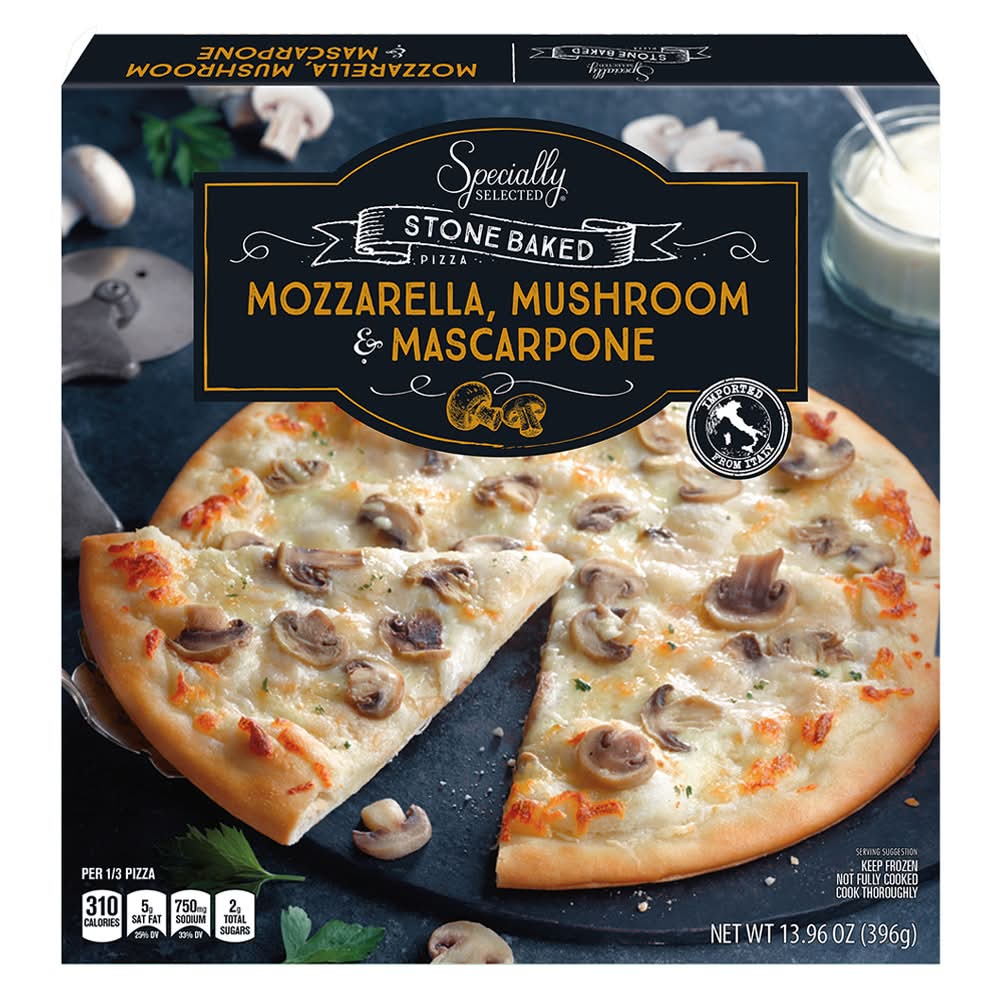 Specially Selected Stone Baked Pizza, Mozzarella Mushroom & Mascarpone (13.96 oz)