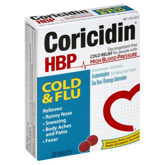 Coricidin Hbp Cold & Flu Tablets (20 ct)