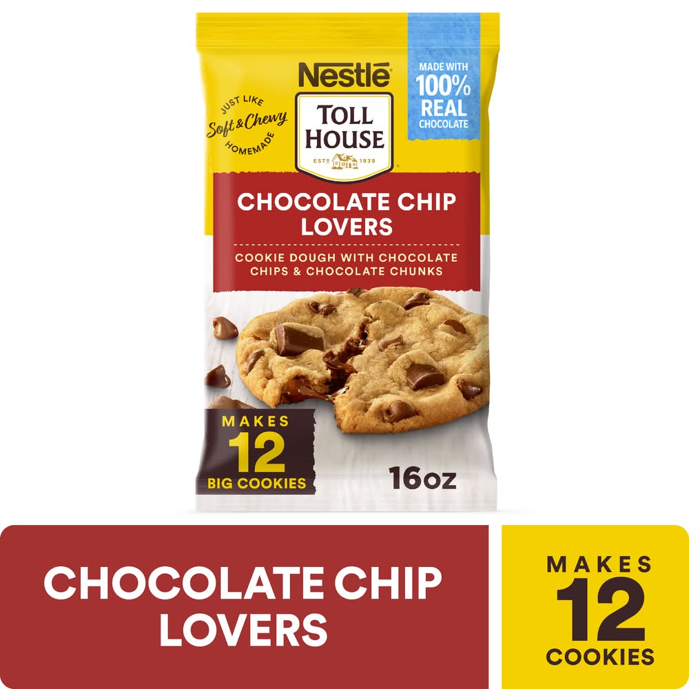 Toll House Cookie Dough, Chocolate Chip Lovers (16 oz, 12 ct)