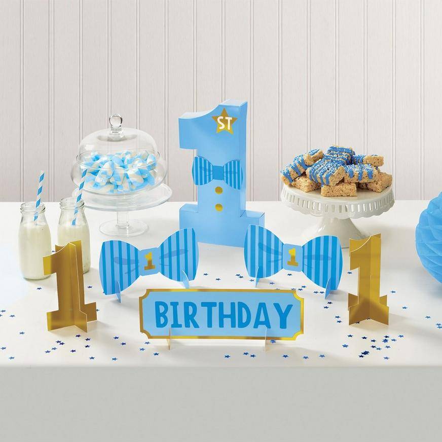 Blue Gold 1st Birthday Table Decorating Kit 6pc