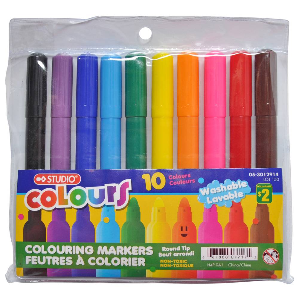 Large Felt Coloring Markers(Asst C.)10Pk