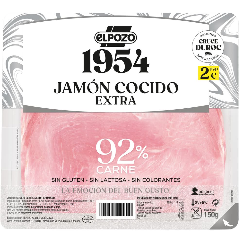 Jamón cocido extra ahumado · El Pozo (150 g)